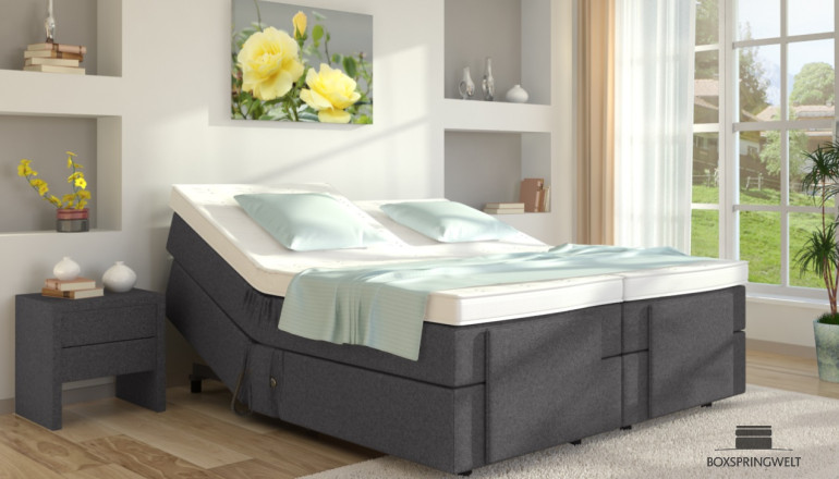 Boxspringbett Hilda 200 x 200 cm mit Motor in Anthrazit