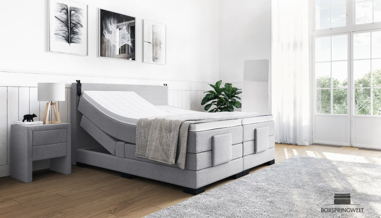 Boxspringbett Konrad 200 x 200 cm mit Motor in Board Grau