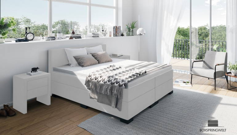 Boxspringbett William in Golf Weiß