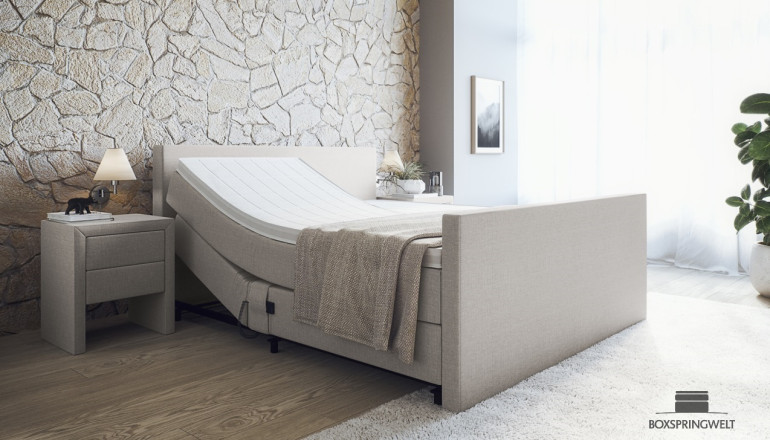 Boxspringbett Sven 160 x 200 cm mit Motor in Grau-Silber