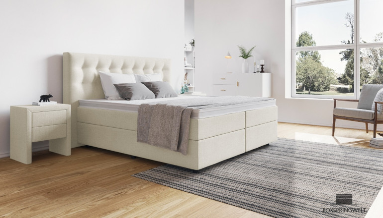 Boxspringbett Beatrix in Board Ecru
