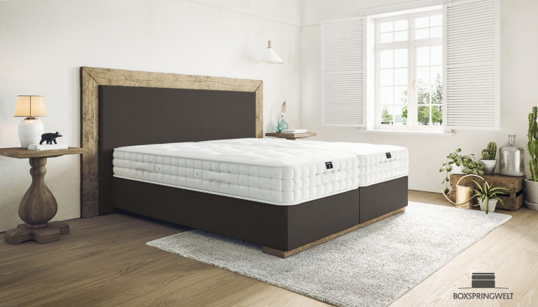 Boxspringbett Carlos 180 x 200 cm in Leder Espresso