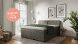 Boxspringbett Jim 180x200 cm in Kunstleder Nairobi Grau; Kopfteil geteilt  