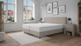 Boxspringbett Monty 120 x 210 in Beige; Kopfteil mit Seitenüberstand