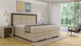 Boxspringbett Astrid 180 x 200 cm Bull Beige - Kopfteil mit Rechtecken