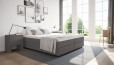 Boxspringbett Hugo 180 x 200 cm in Golf Anthrazit; runde Holzfüße in Schwarz
