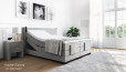 Boxspringbett Erik 160 x 200 cm mit Kopfteil Konrad mit Überstand; eckige Füße in Schwarz