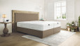 Boxspringbett Carlos 180 x 200 cm in Leder Hellbraun