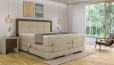 Boxspringbett Daniel in Bull Beige – Kopfteil mit Rechtecken 